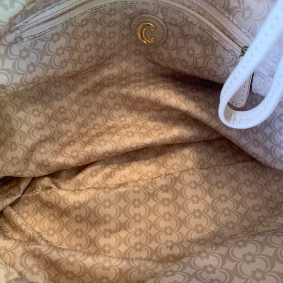 Charming Charlie Tan and Yellow Buttercup perforated Hobo Handbag - Picture 8 of 10